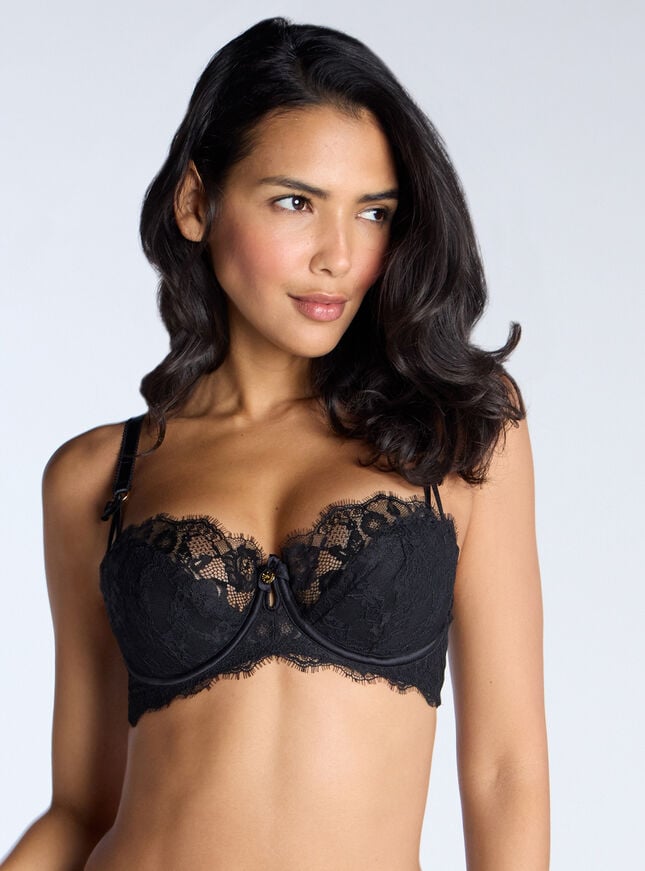 Boux Avenue Floretta Lace Balconette Bra - Black