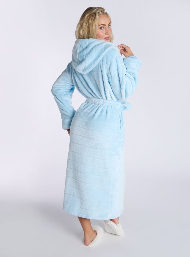 Boux Avenue Fluffy Cut Fur Long Dressing Gown - Blue