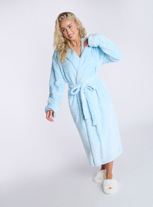 Boux Avenue Fluffy Cut Fur Long Dressing Gown - Blue