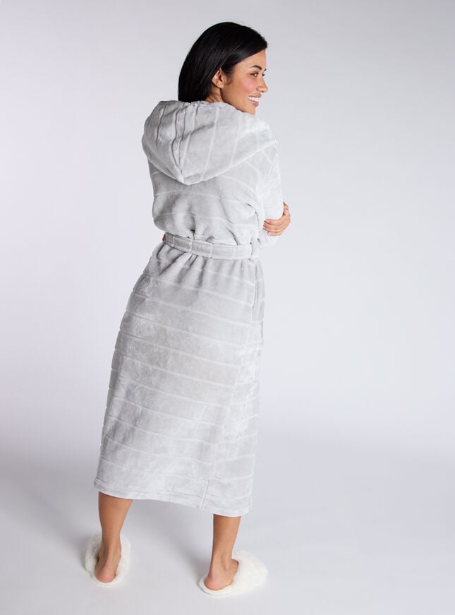 Boux Avenue Fluffy Cut Fur Long Dressing Gown - Grey