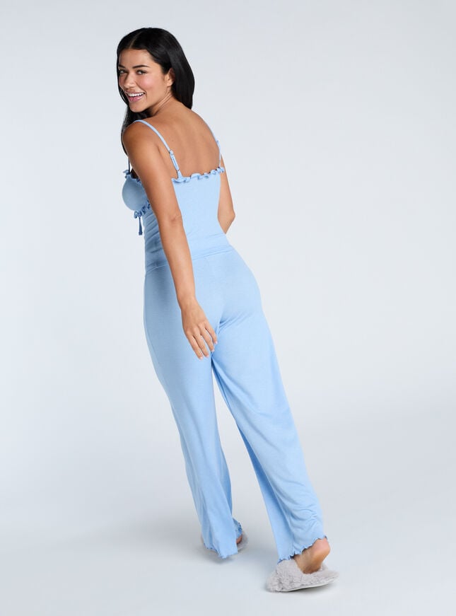 Boux Avenue Frill Ribbed Cami Pyjama Set - Blue
