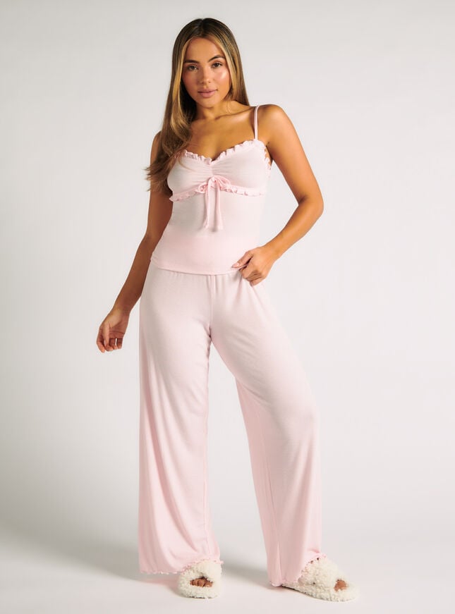 boux avenue Frill ribbed cami pyjama set - Pink