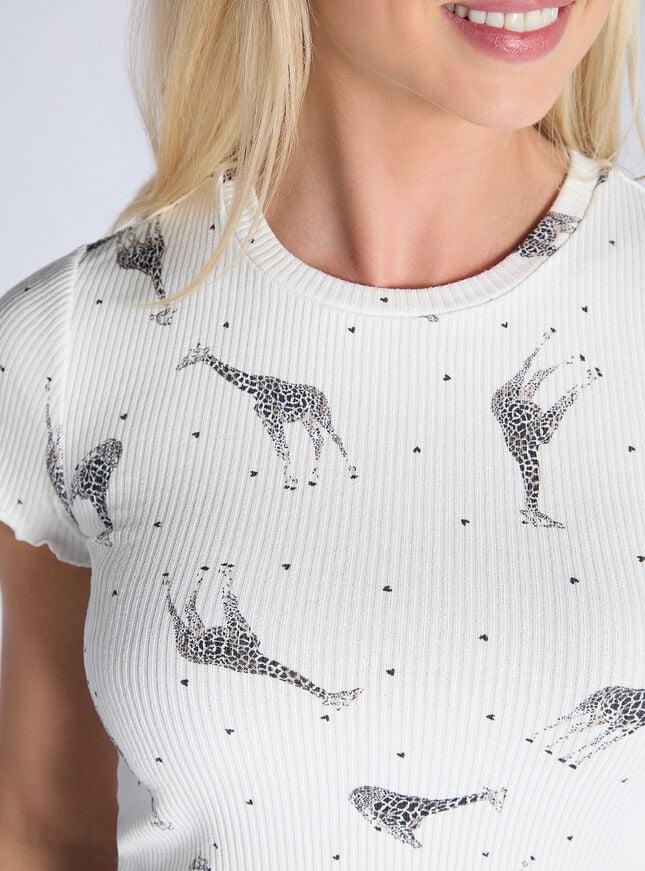 Boux Avenue Giraffe Ribbed Pyjama Set - Ivory Mix