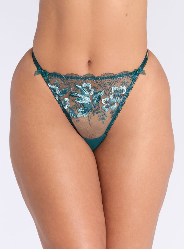 boux avenue Gisella embroidered thong - Teal