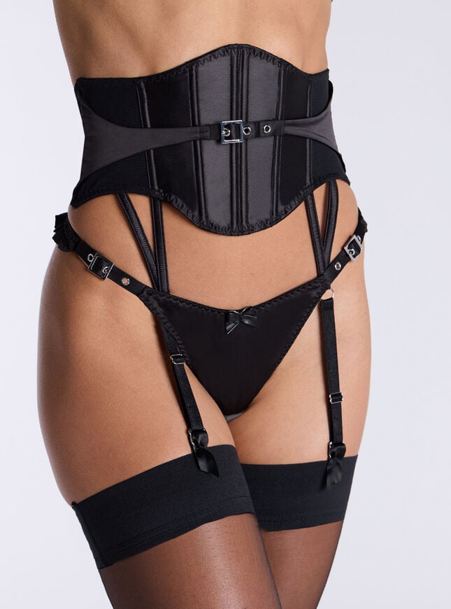 boux avenue Good Time Girl satin waspie - Black