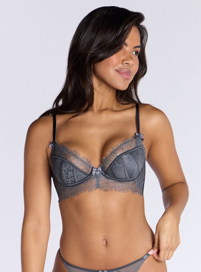 boux avenue Hailey lace longline bra - Grey