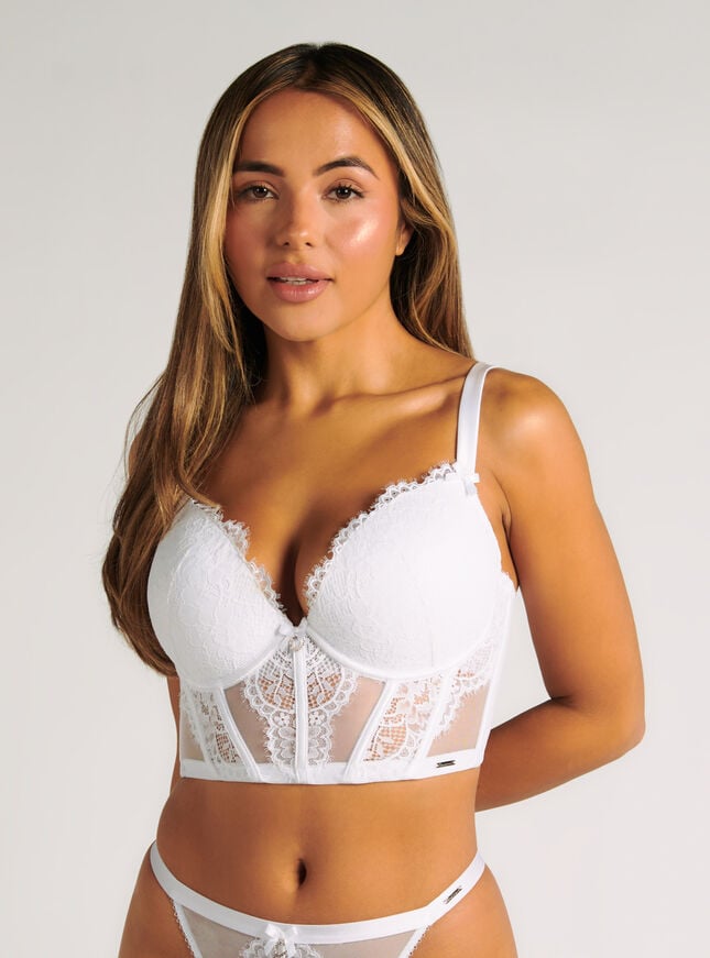boux avenue Harlow push up longline bra - White