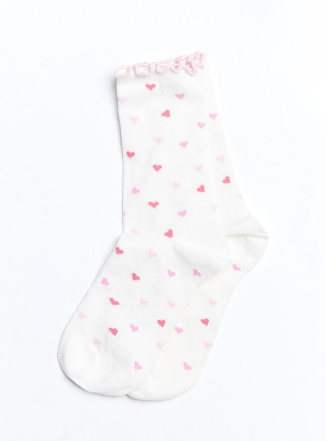 Boux Avenue Heart Cotton Ankle Socks - Ivory Mix