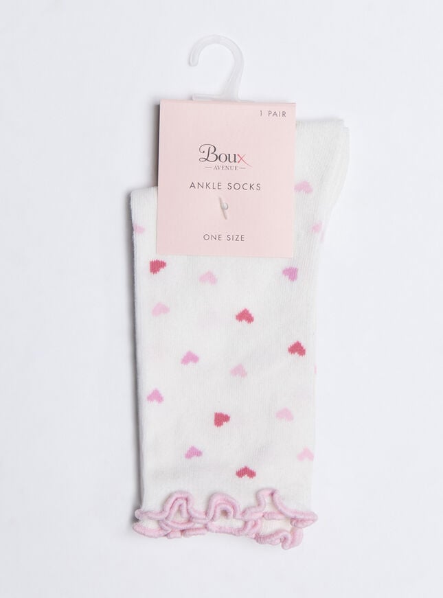 Boux Avenue Heart Cotton Ankle Socks - Ivory Mix