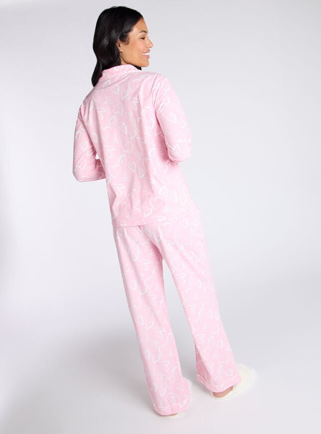 Boux Avenue Heart Fleece Pyjamas In A Bag - Pink Mix