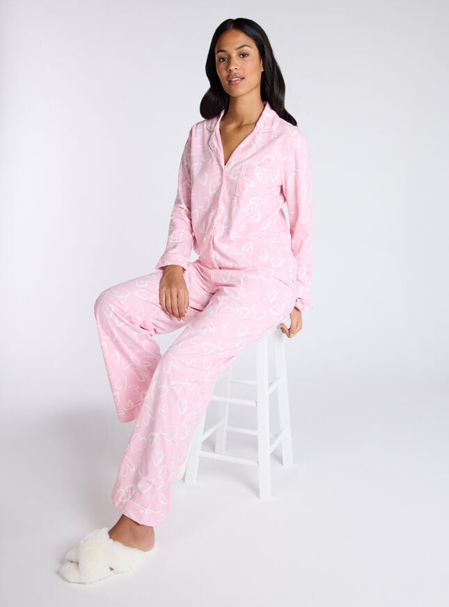 boux avenue Heart fleece pyjamas in a bag - Pink Mix