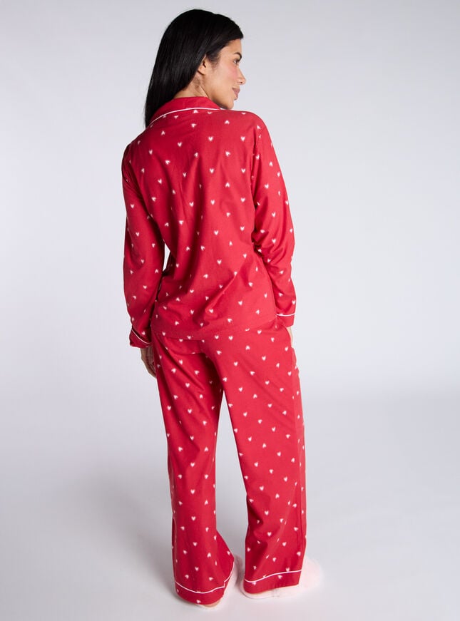 Boux Avenue Heart Fleece Pyjamas In A Bag - Red Mix