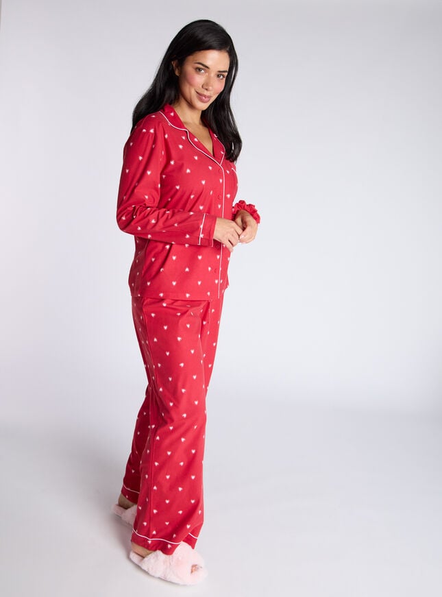 Boux Avenue Heart Fleece Pyjamas In A Bag - Red Mix
