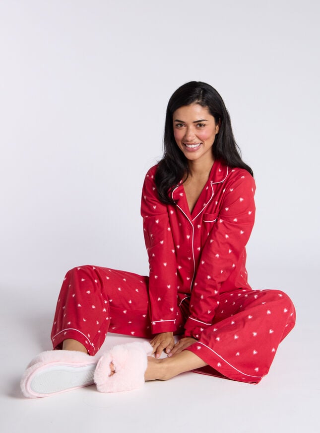 boux avenue Heart fleece pyjamas in a bag - Red Mix