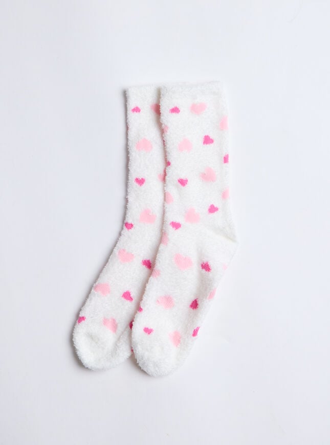 Boux Avenue Heart Fluffy Socks - Ivory Mix