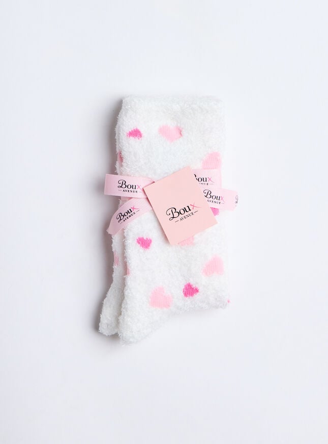 boux avenue Heart fluffy socks - Ivory Mix