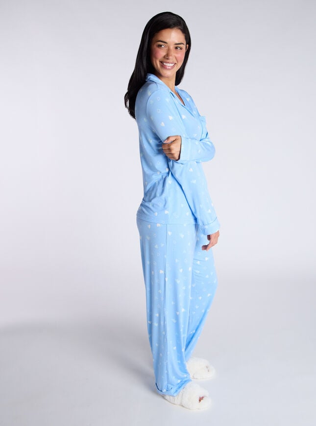 Boux Avenue Heart Modal Pyjama Set - Blue Mix