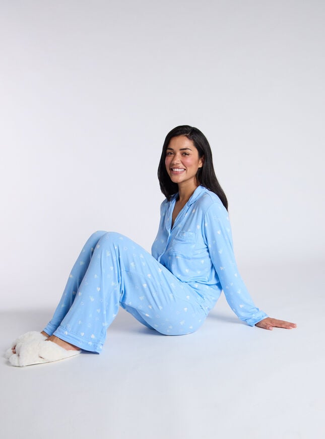 Boux Avenue Heart Modal Pyjama Set - Blue Mix