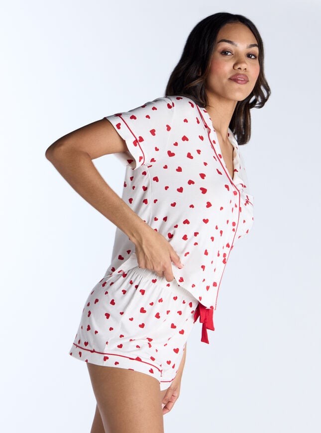 Boux Avenue Heart Modal Short Pyjama Set - Ivory Mix