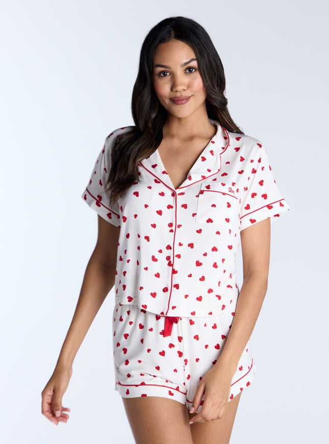 boux avenue Heart modal short pyjama set - Ivory Mix