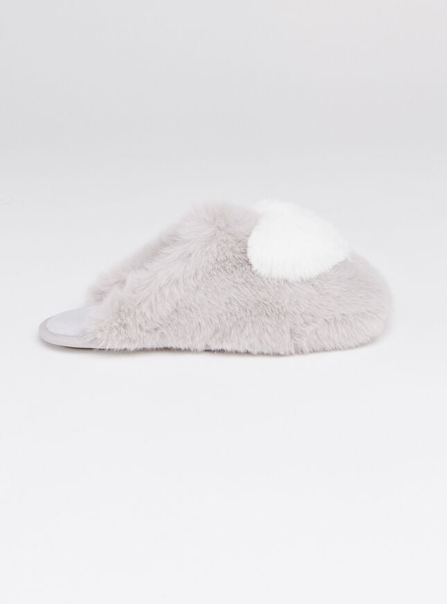 Boux Avenue Heart Mule Slippers - Grey Mix