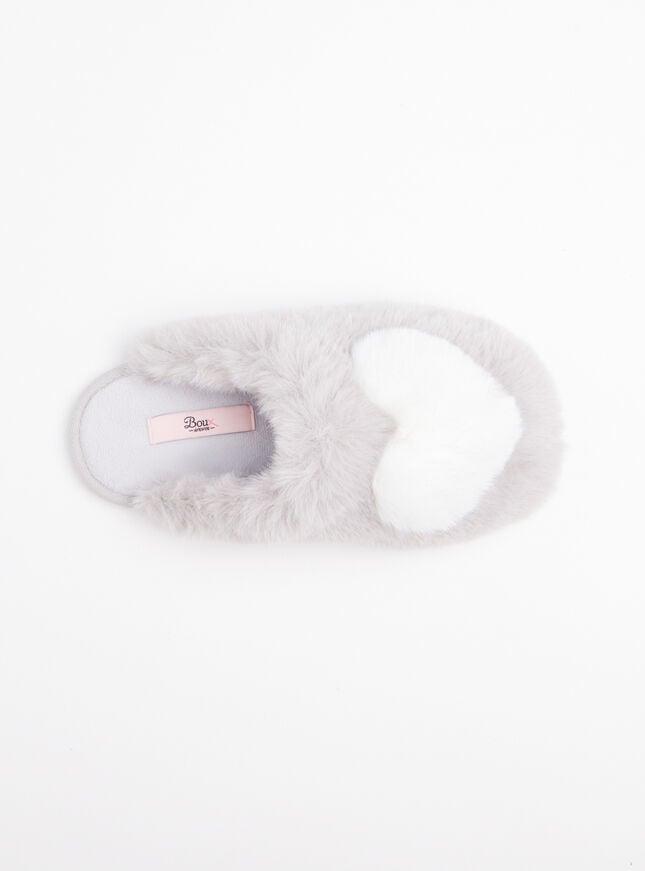 Boux Avenue Heart Mule Slippers - Grey Mix