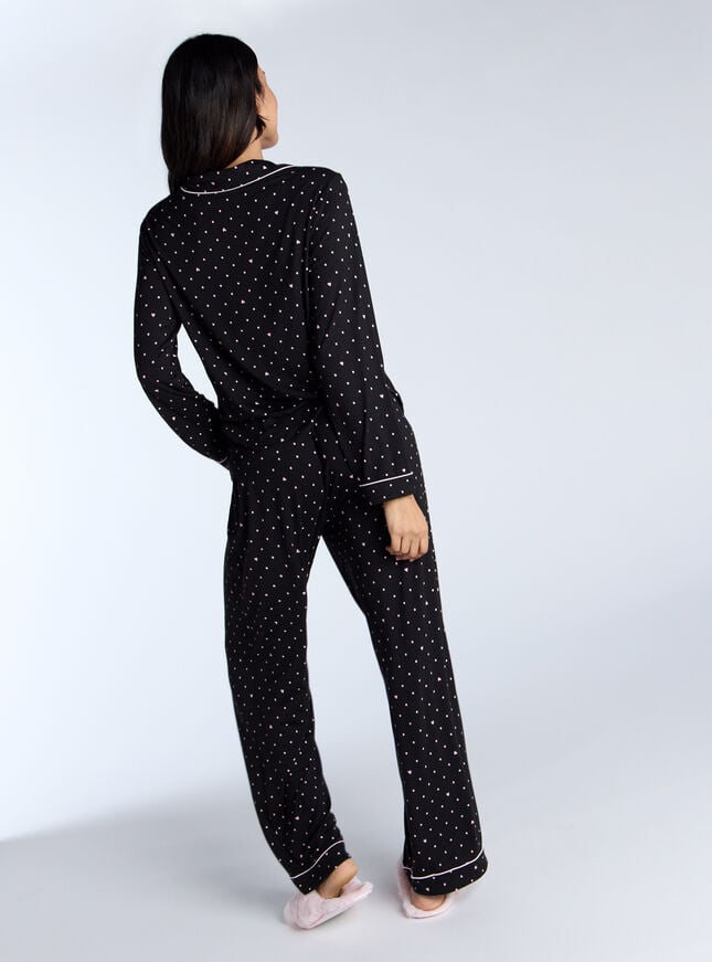 Boux Avenue Heart & Spot Modal Pyjama Set - Black Mix