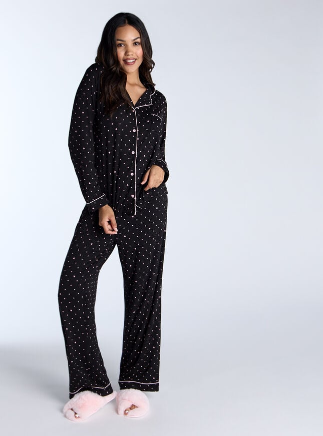 Boux Avenue Heart & Spot Modal Pyjama Set - Black Mix