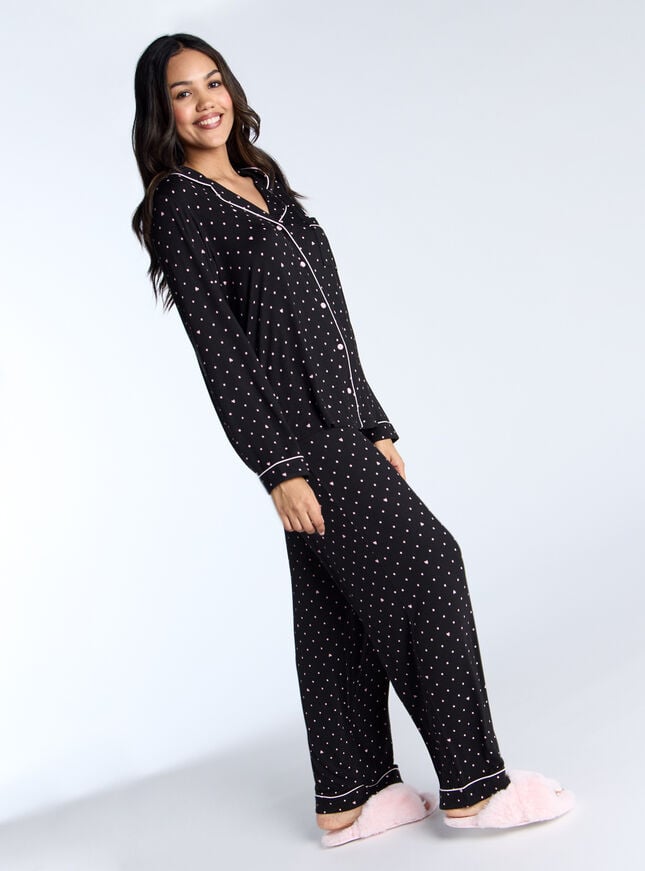 Boux Avenue Heart & Spot Modal Pyjama Set - Black Mix