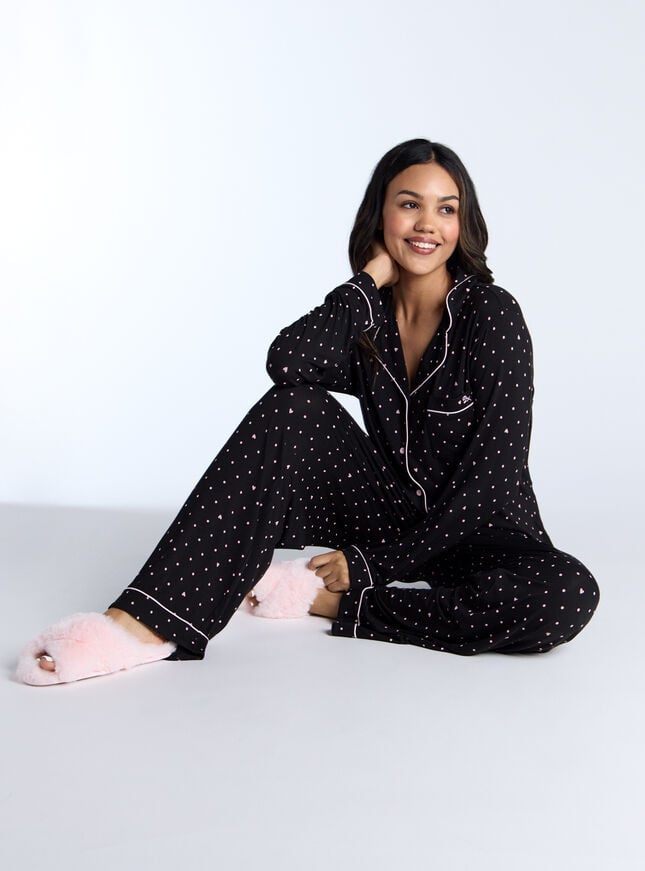 boux avenue Heart & spot modal pyjama set - Black Mix