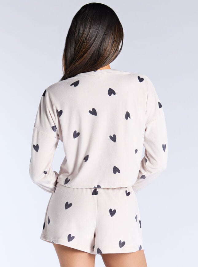 Boux Avenue Heart Velour Short Pyjama Set - Stone