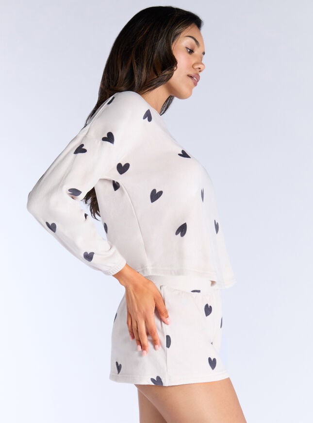 Boux Avenue Heart Velour Short Pyjama Set - Stone