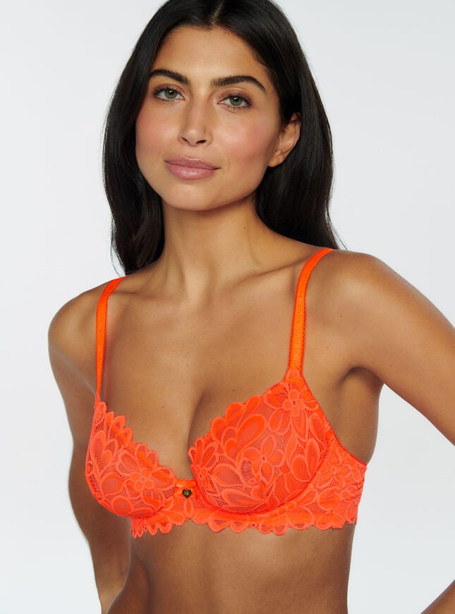 boux avenue Heidi sheer lace plunge bra - Orange