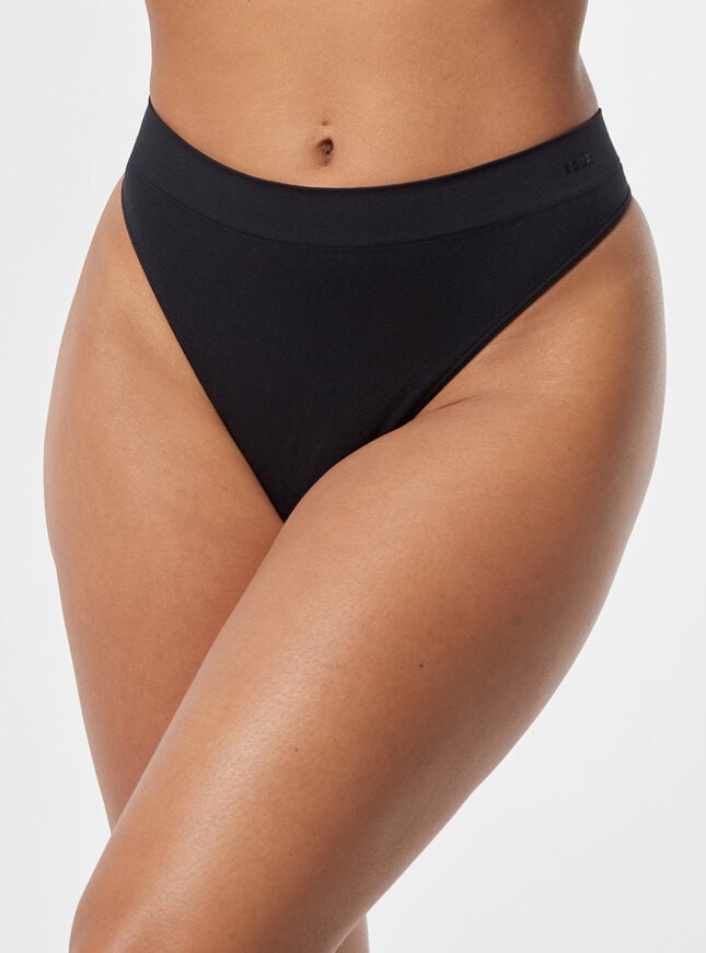boux avenue High leg seamfree thong - Black