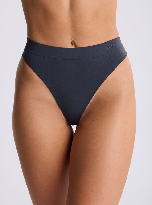 boux avenue High leg seamfree thong - Charcoal