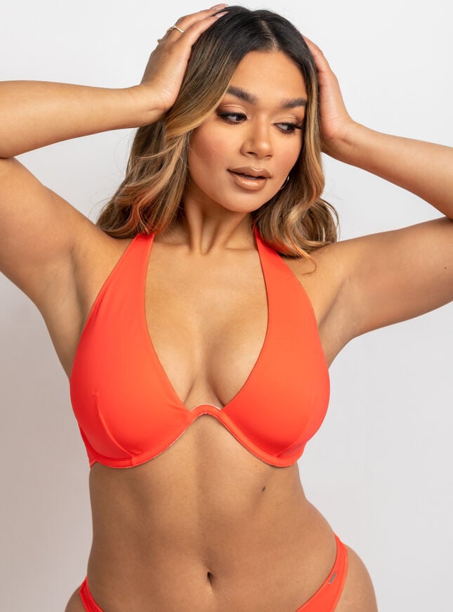 Boux Avenue Ibiza Coral Bikini Top - Neon Coral