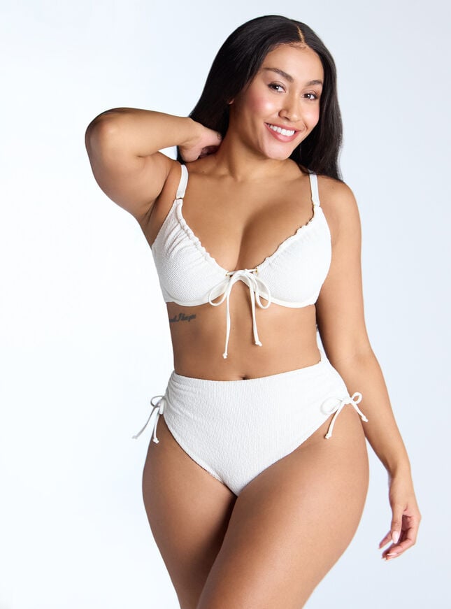 boux avenue Ibiza crinkle plunge bikini top - Ecru