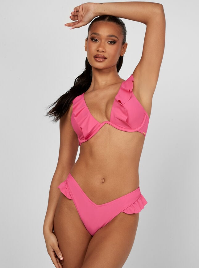 Boux Avenue Ibiza Frill Bikini Top - Fuchsia