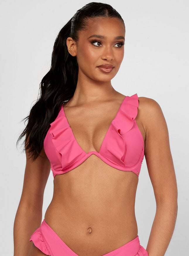 boux avenue Ibiza frill bikini top - Fuchsia