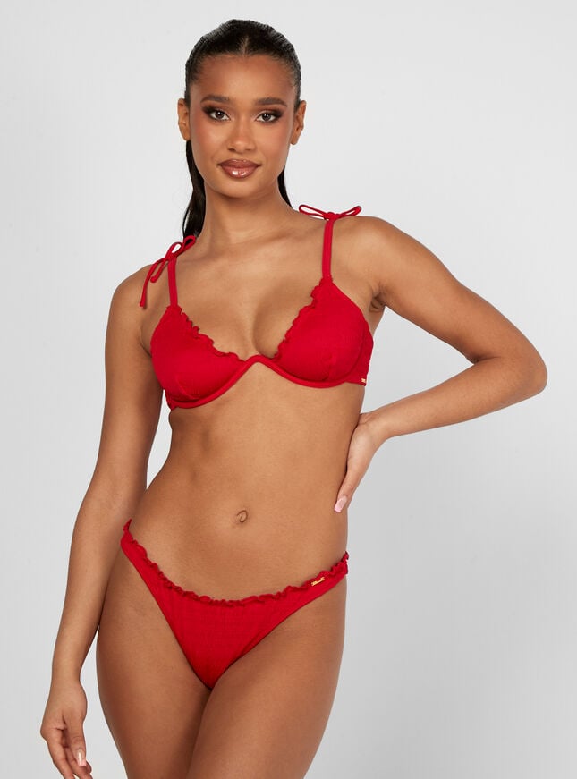 Boux Avenue Ibiza Textured Bikini Briefs - Red Mix