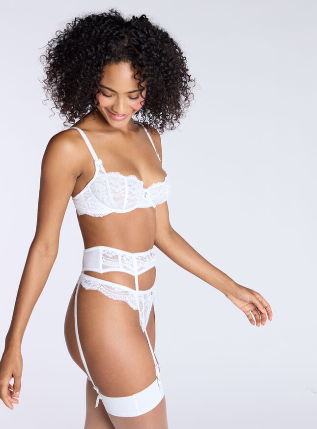 Boux Avenue Jasmine Lace Suspender Belt - White