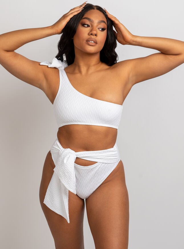 Boux Avenue Java Textured Crop Bikini Top - White