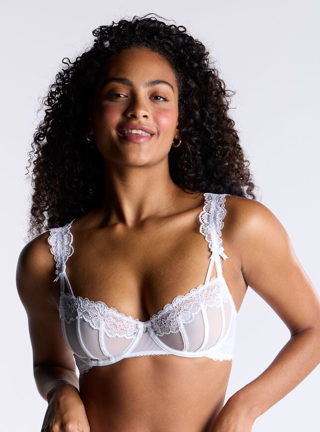 boux avenue Jordyn sheer balconette bra - White