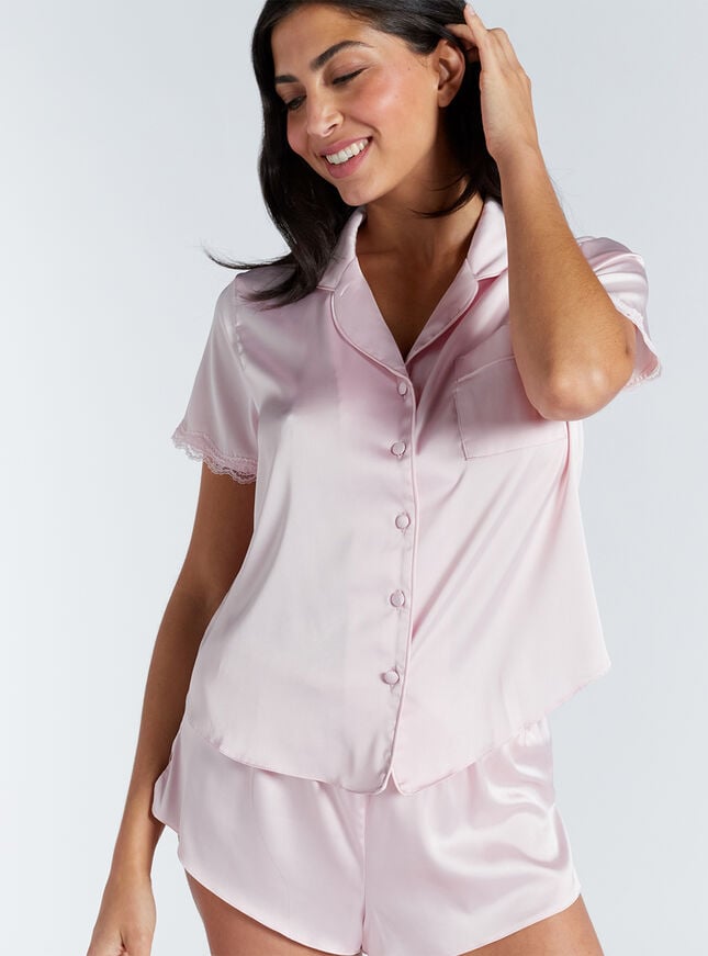 Boux Avenue Kaya Satin Short Pyjama Set - Pink
