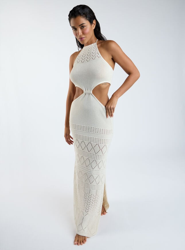 boux avenue Knitted cut out maxi dress - Stone