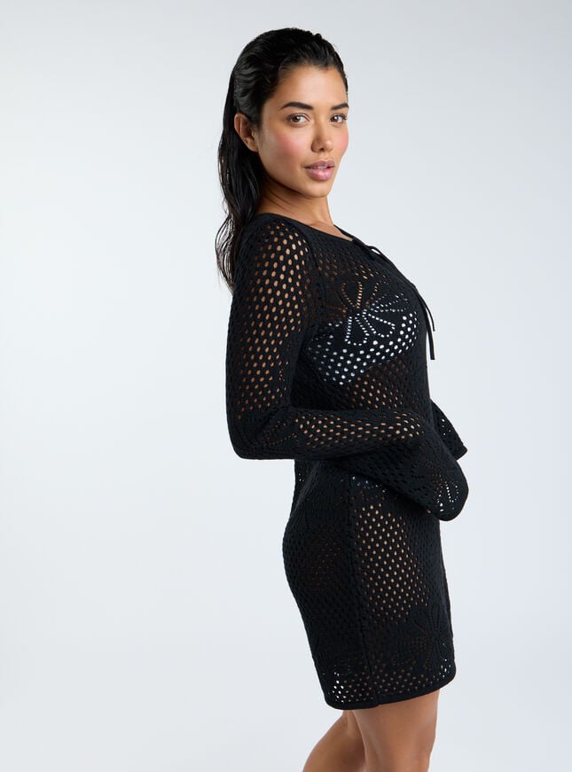 Boux Avenue Knitted Floral Mini Dress - Black