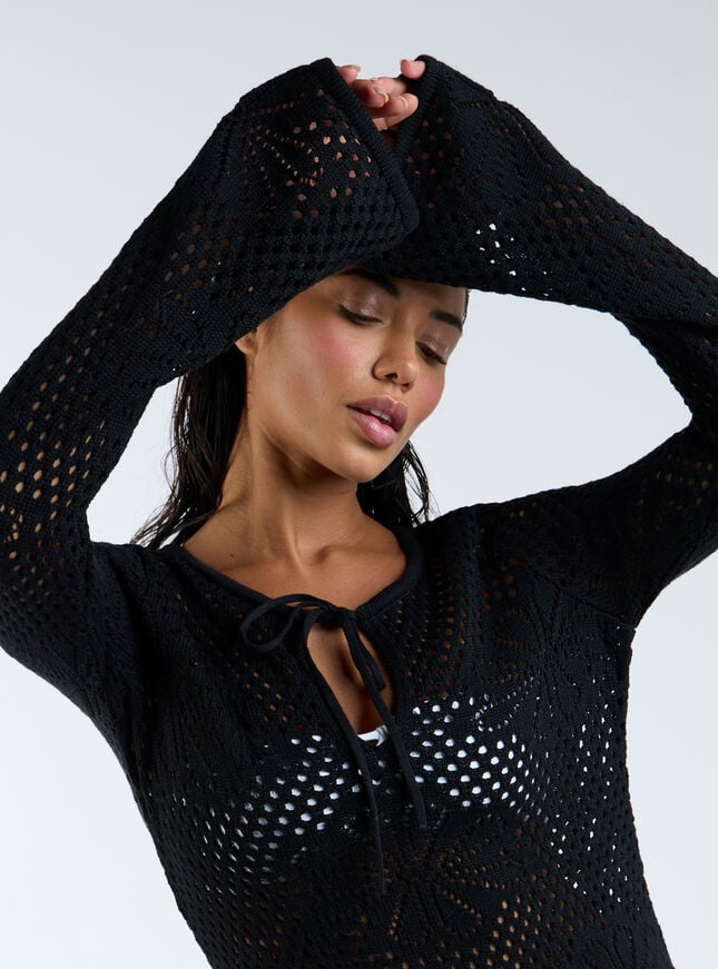 Boux Avenue Knitted Floral Mini Dress - Black