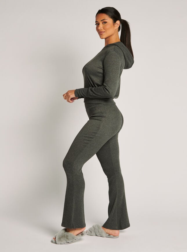 Boux Avenue Lana Ribbed Flared Trousers - Charcoal