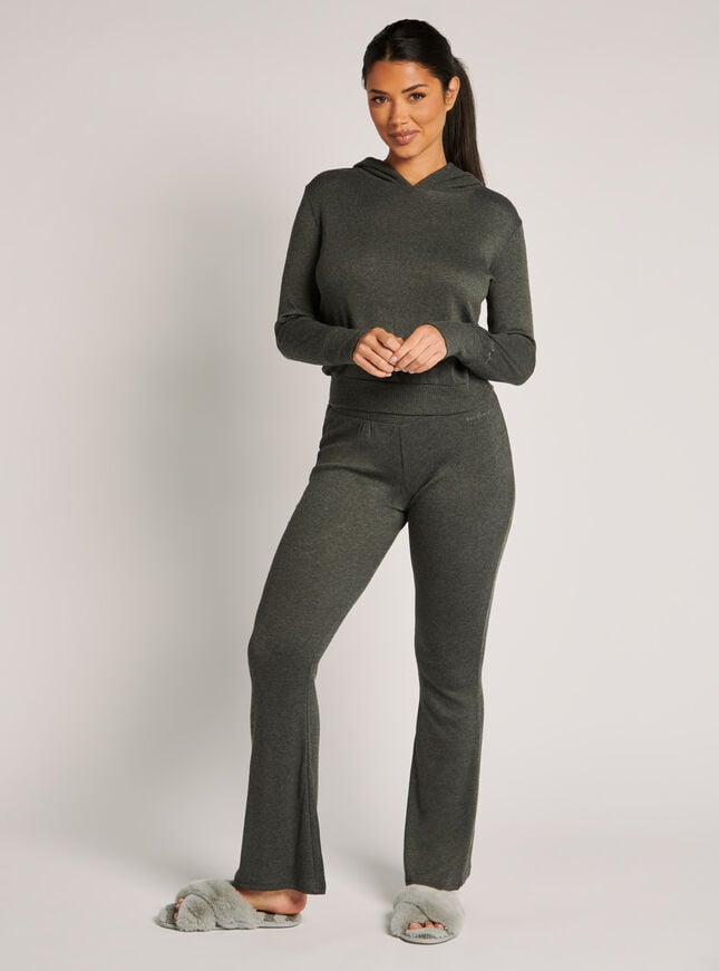 boux avenue Lana ribbed flared trousers - Charcoal