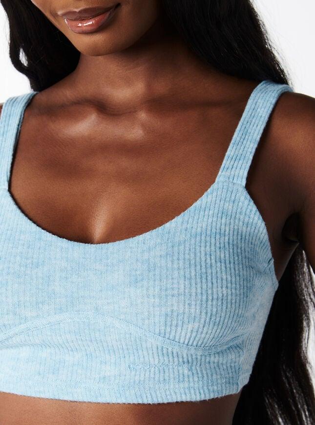 Boux Avenue Leila Ribbed Crop Top - Light Blue